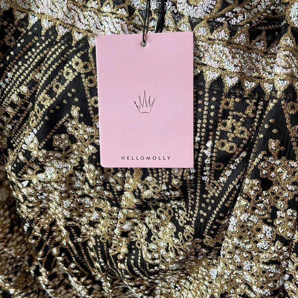 HELLO MOLLY Black& Gold Dress NWT Size XS/ US 2 - Picture 9 of 11